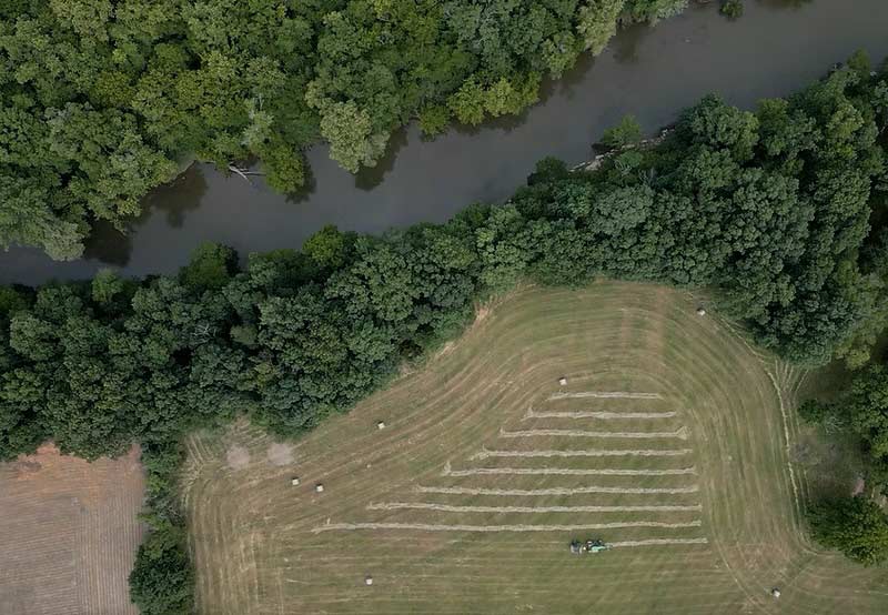 Drone shot of farm field